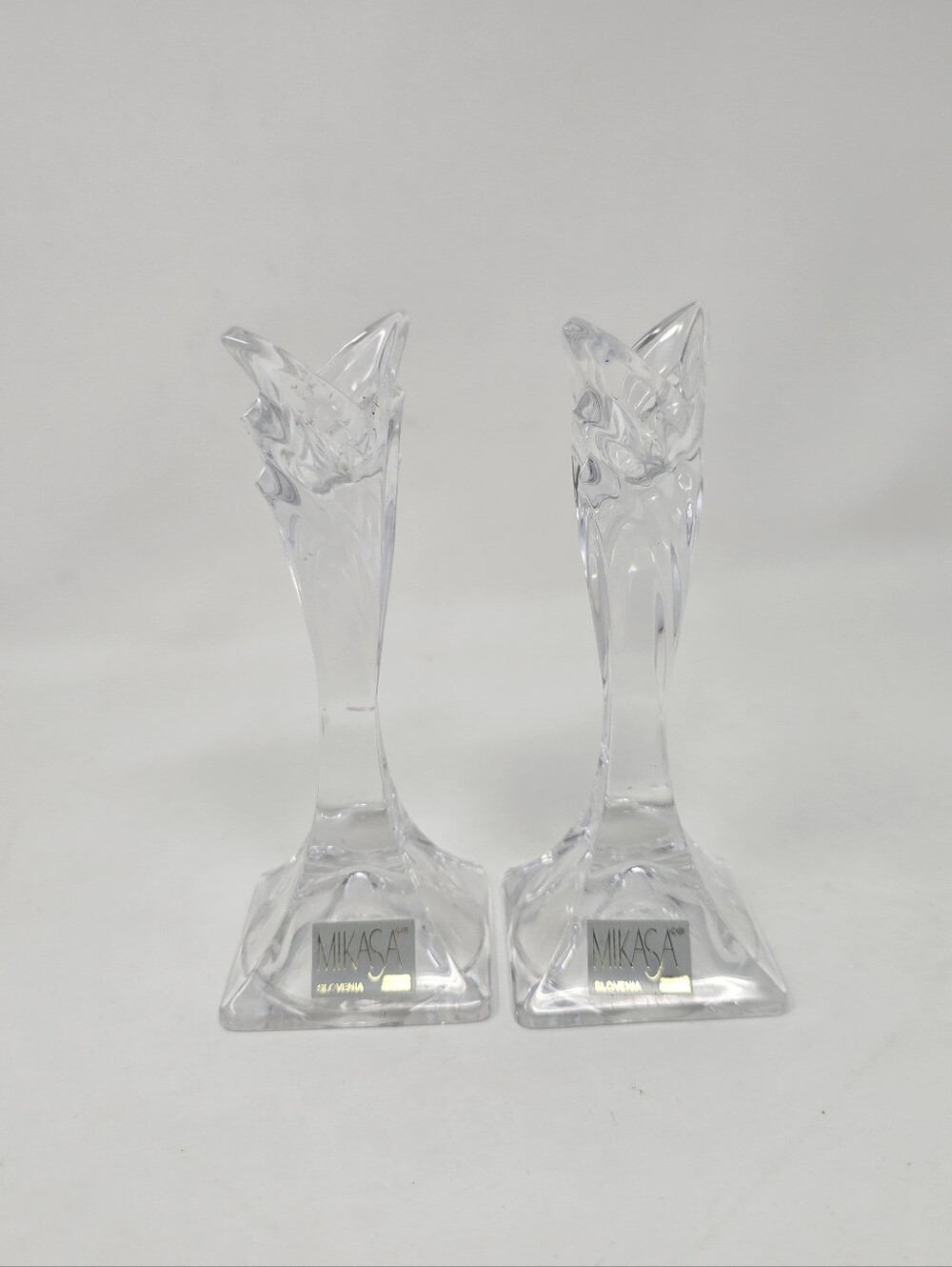 Mikasa Pair of Glass Candle Holders
